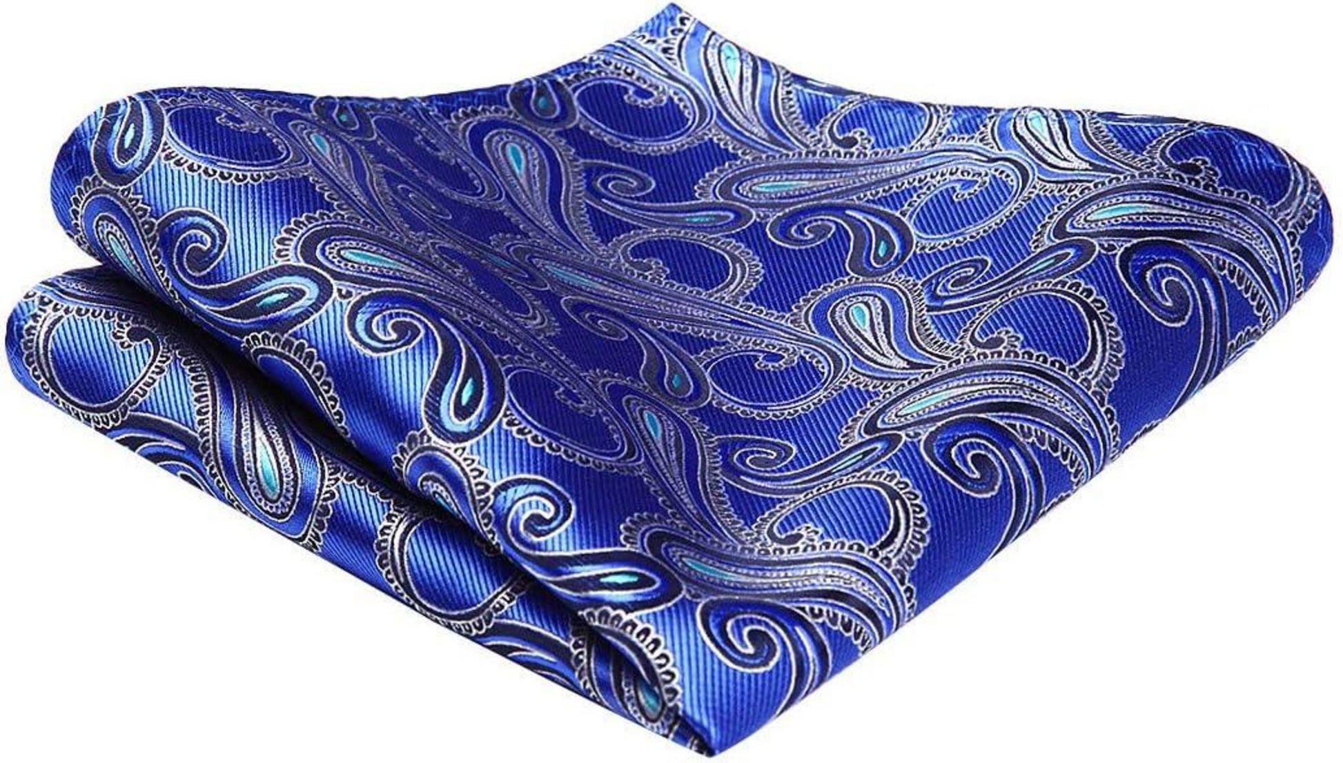 HISDERN Paisley Wedding Tie Men's Necktie Handkerchief Blue Floral