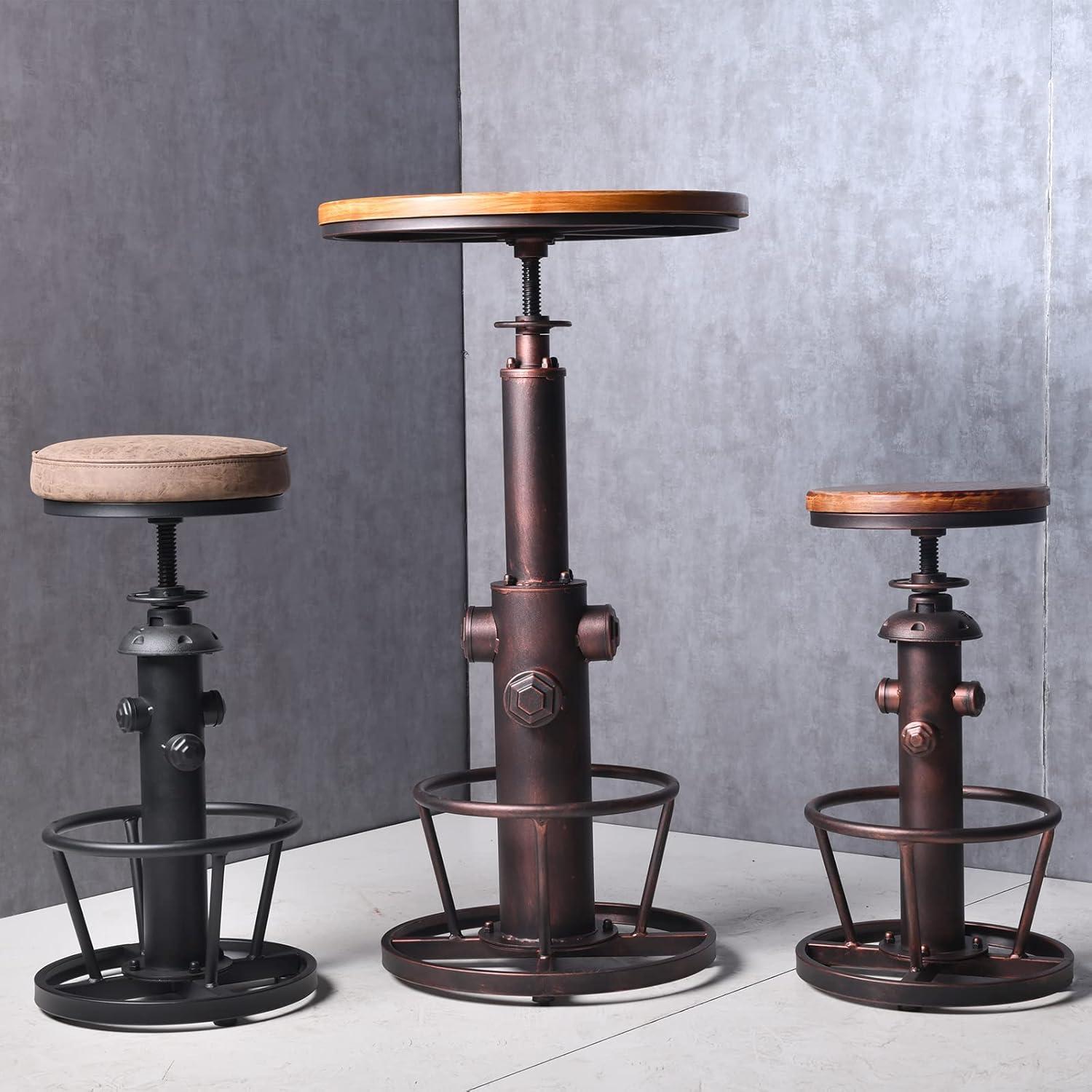 Vintage Bistrotisch Kiefernholz Metall 360° drehbar
