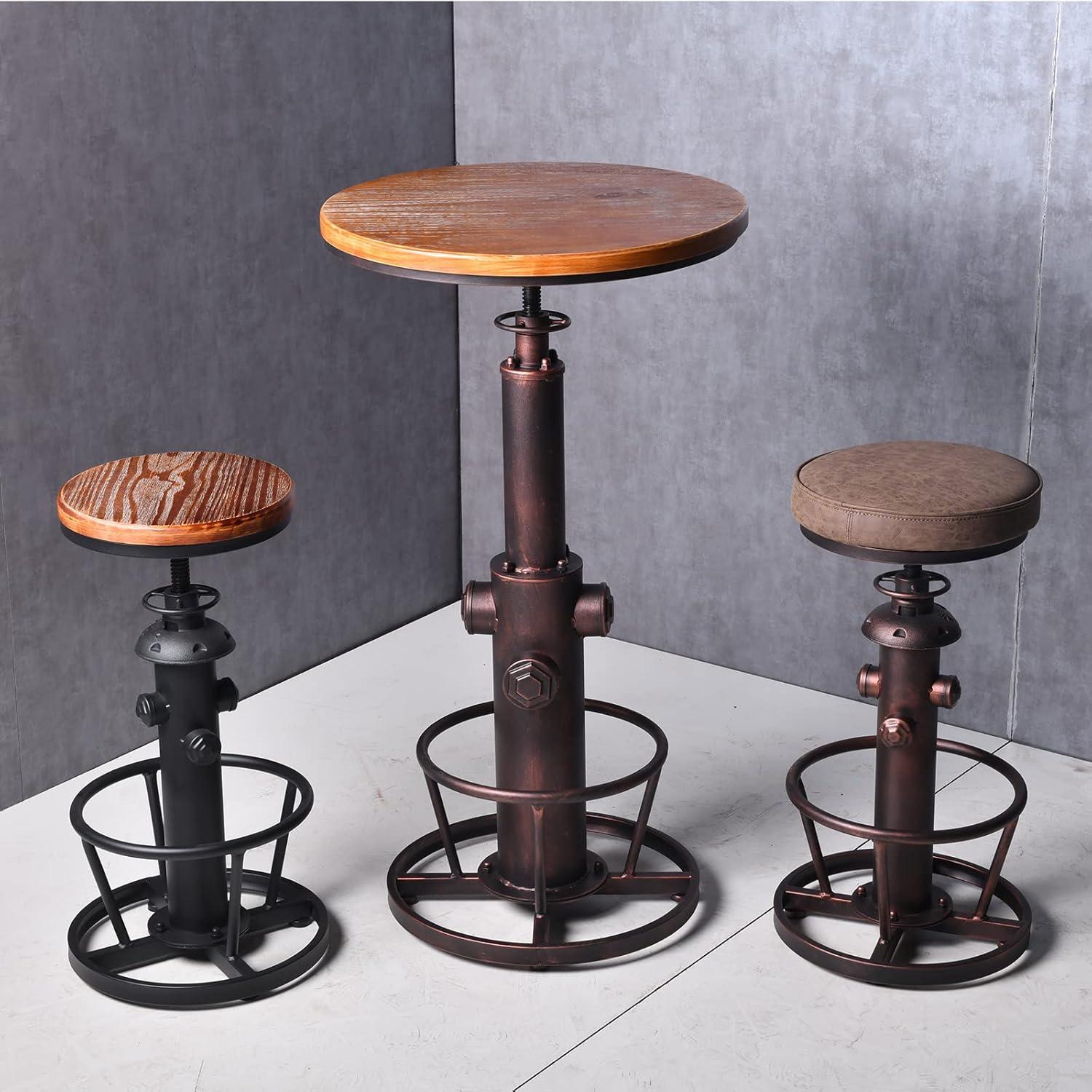 Industrieller Bartisch Höhenverstellbar Vintage Stil Kiefernholz Metall