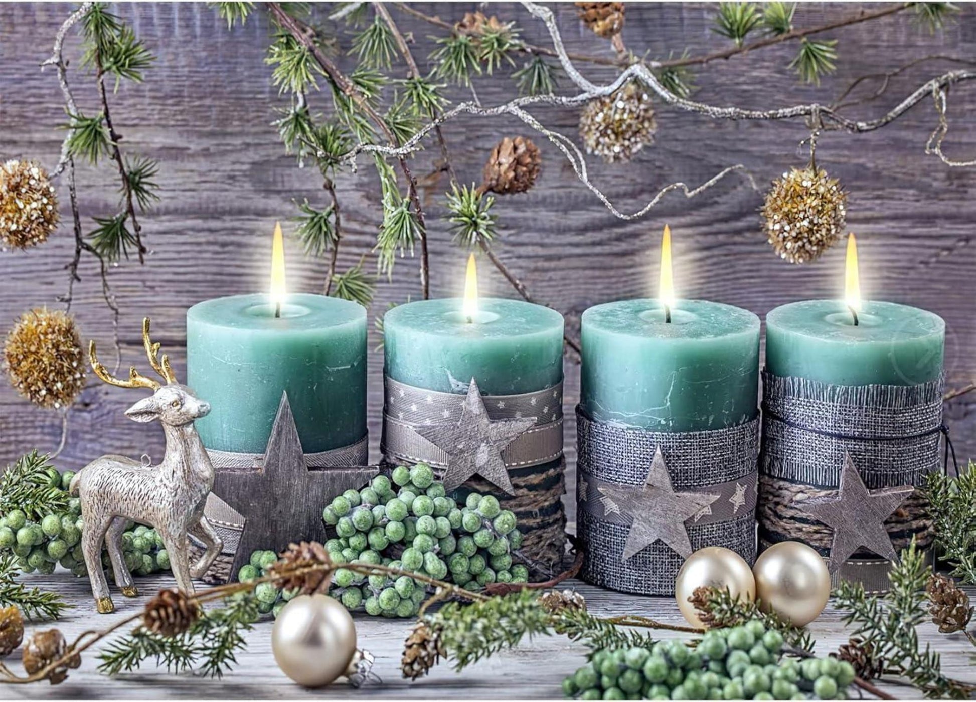 Weihnachten 5D Diamond Painting Set Kerzenbild Diamond Malerei Set