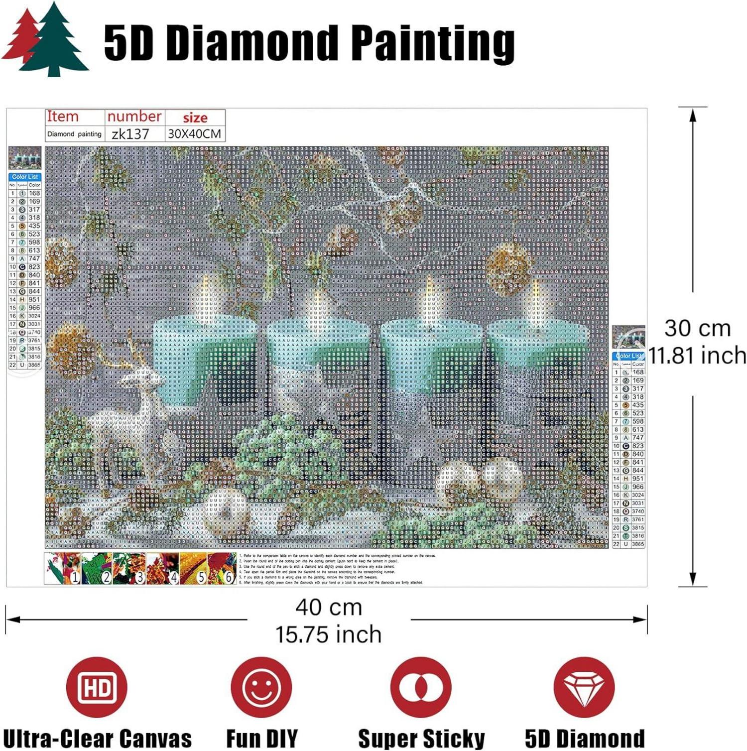 Weihnachten 5D Diamond Painting Kerze Vollset, DIY Diamant