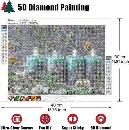 Weihnachten 5D Diamond Painting Kerze Vollset, DIY Diamant