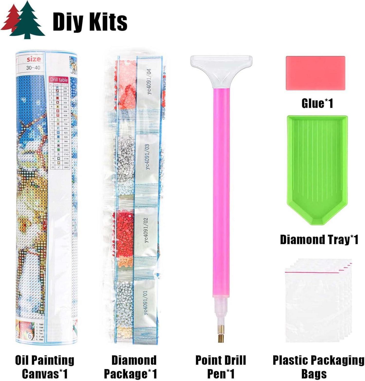 5D Weihnachtskerze Diamond Painting Set DIY Diamant Malerei Kit