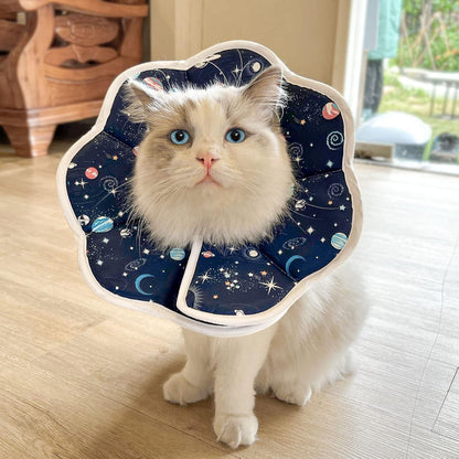 Verstellbare Halskrause Katze Sternenhimmel-Muster Größe M