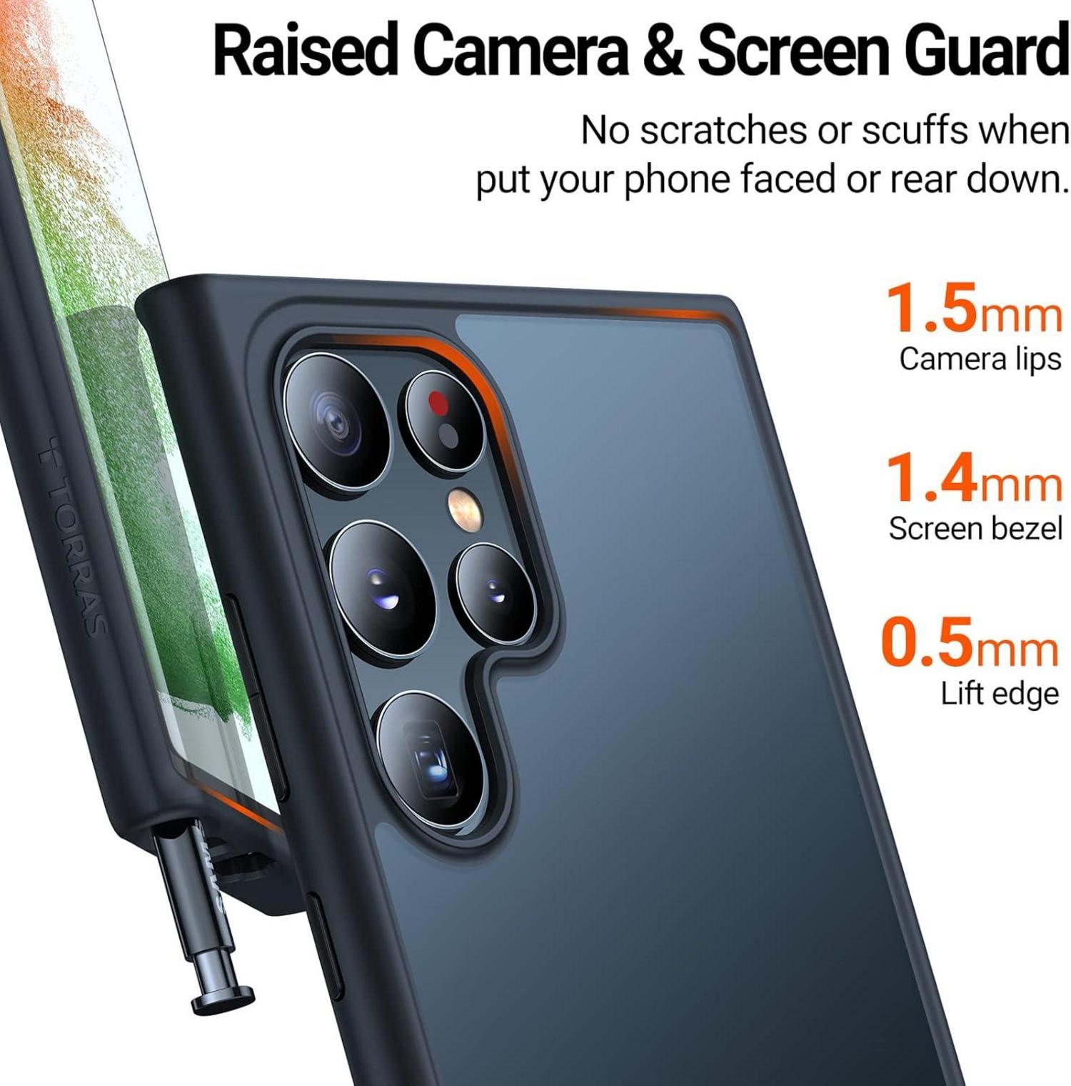 TORRAS Unzerstörbar Samsung Galaxy S22 Ultra Hülle Militärstandard Schwarz