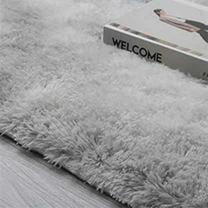 Hochflor Teppich Grau Weiß 200x250 cm Flauschig Weich