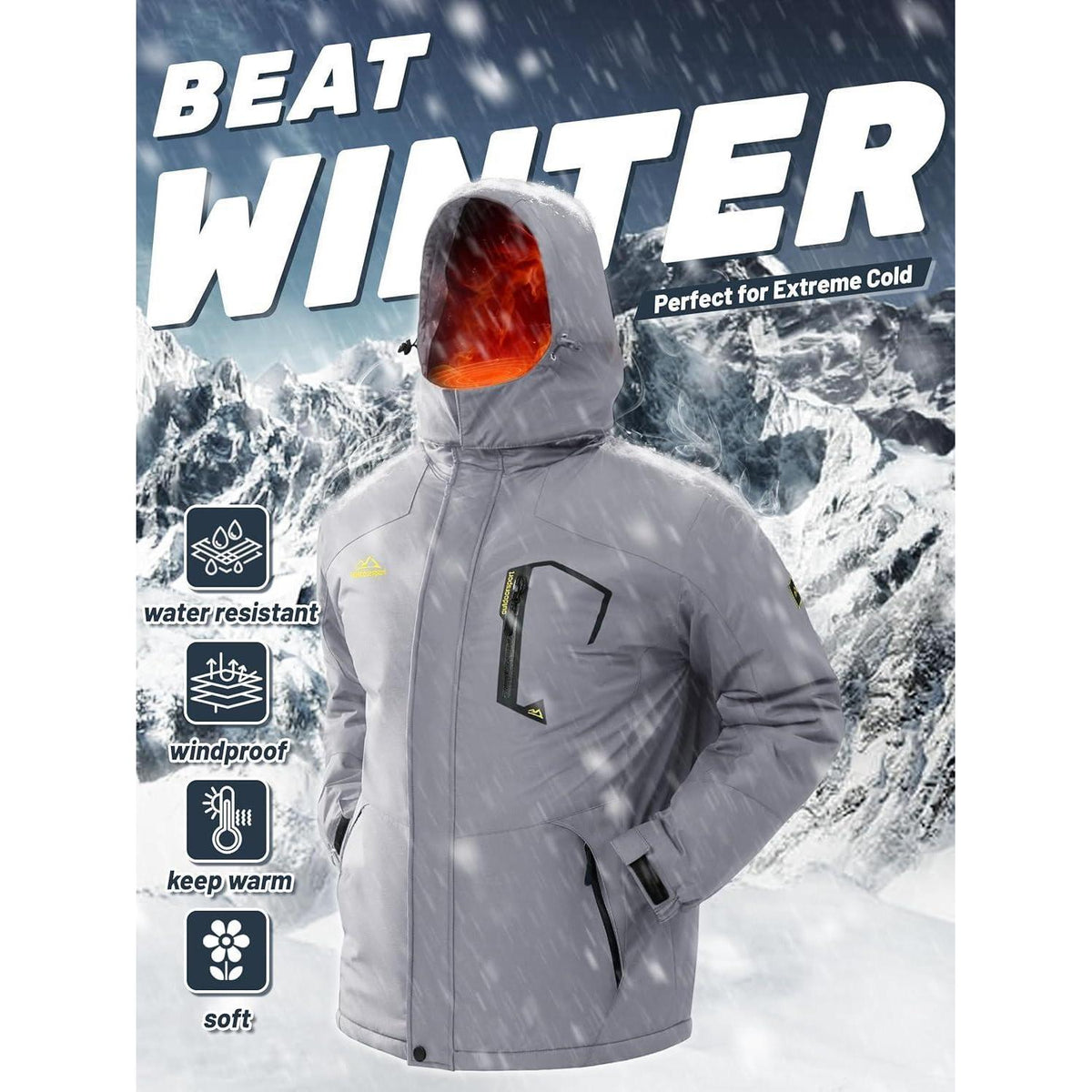 Herren Winterjacke wasserdicht & winddicht mit Fleece-Futter