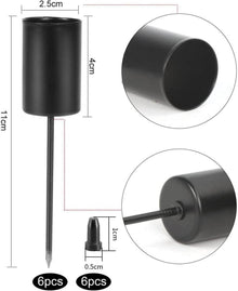 6er Set Kerzenhalter Stabkerzen Adventskranz Schwarz Metall