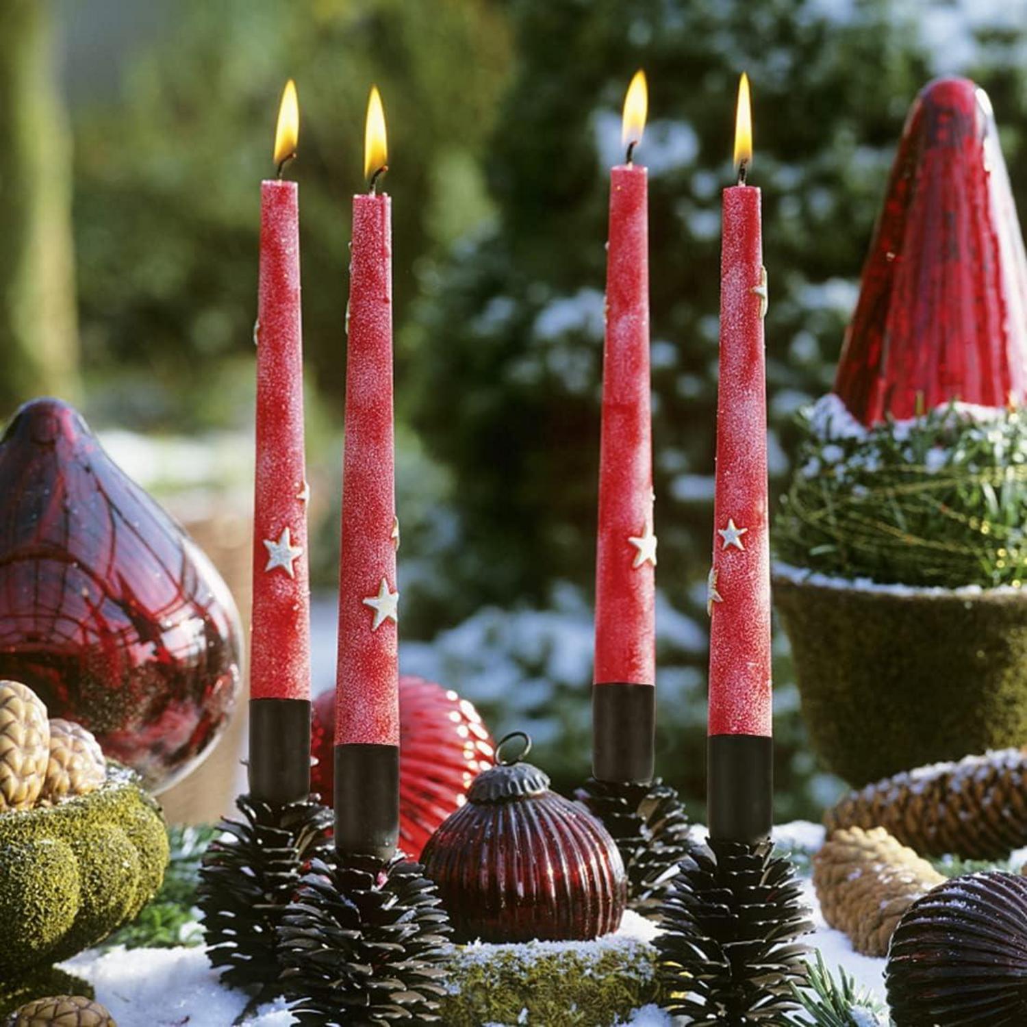 6er Set Kerzenhalter Schwarz für Adventskranz & Stabkerzen