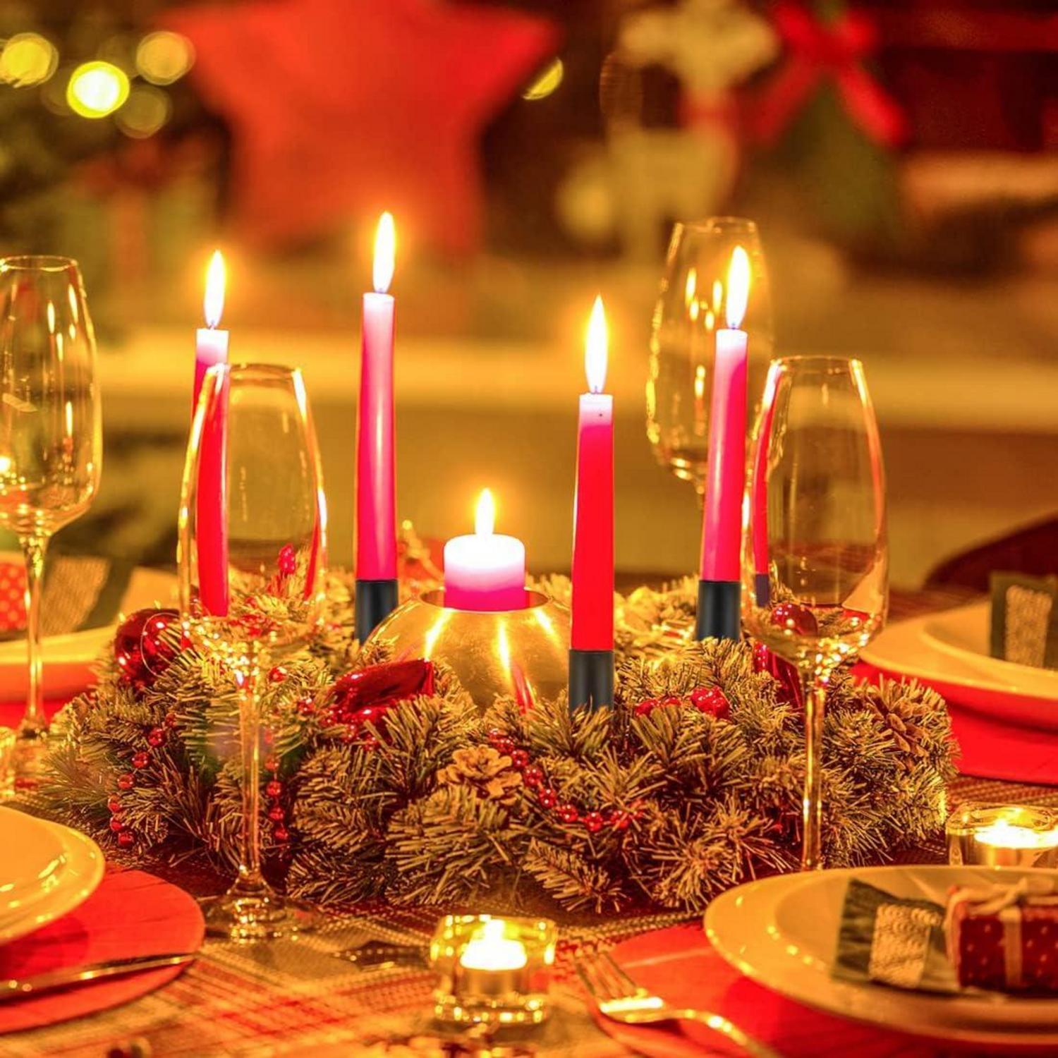 6er Set Kerzenhalter Schwarz für Adventskranz & Stabkerzen