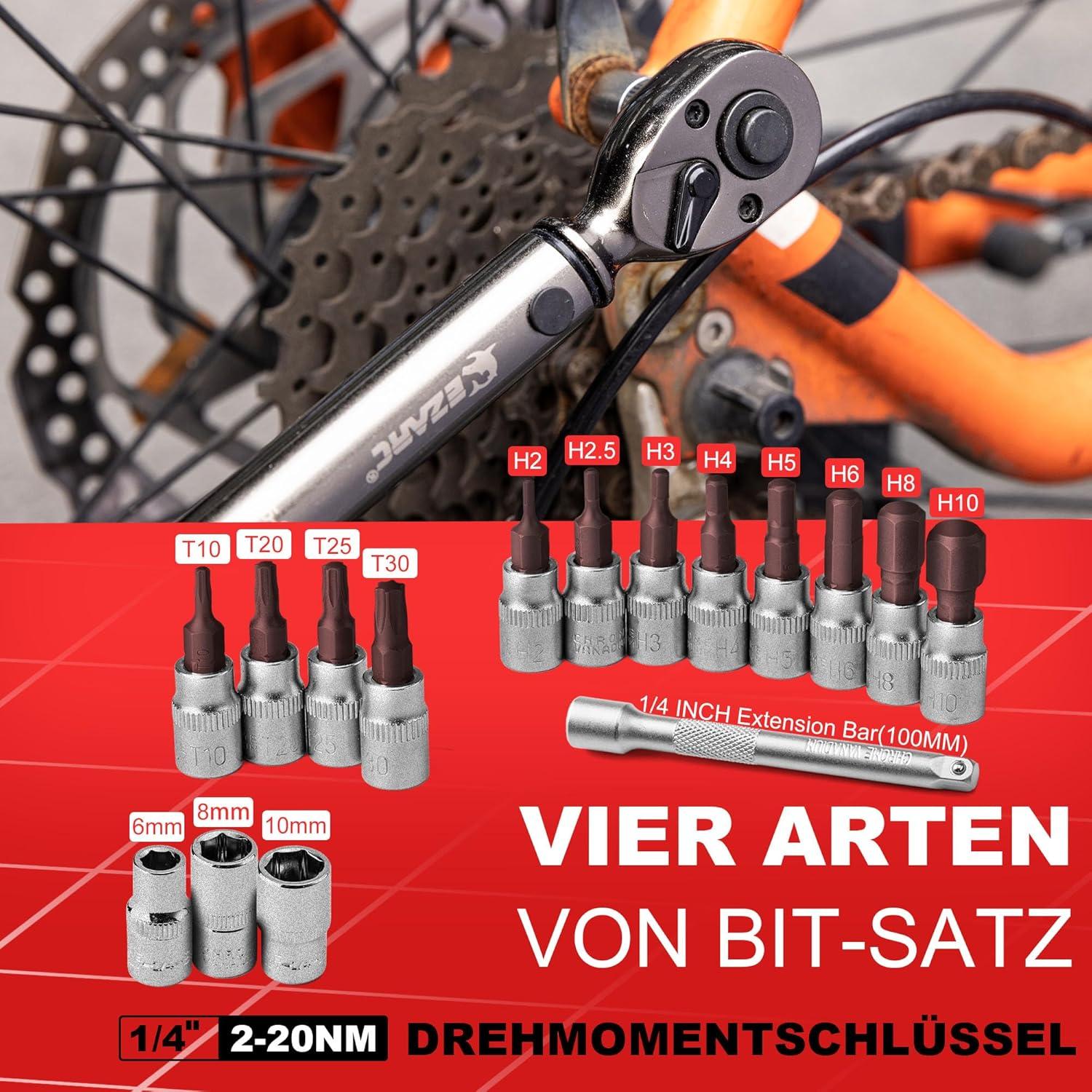 Drehmomentschlüssel 1/4 Zoll 2-20 Nm Fahrrad Motorrad