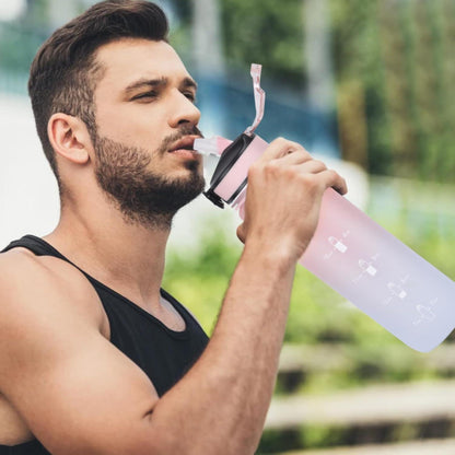 Sport-Wasserflasche 1l mit Strohhalm und