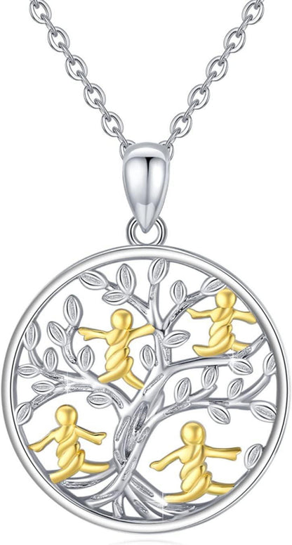 TRISHULA Lebensbaum Kette 925 Sterling Silber Anhänger Geschenk