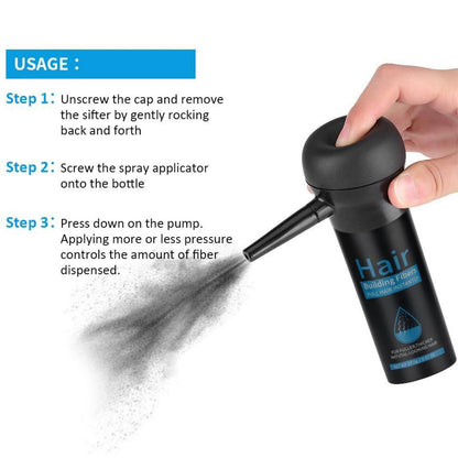 Premium Haarpuder Spray für Männer und Frauen - Haarverdichtung Schwarz