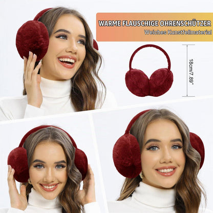 Mützen-Schal-Handschuh-Set Damen 5-teilig Weinrot