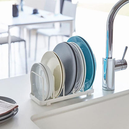 YunNasi Vertikaler Tellerhalter 6 Ablagen Geschirr Organizer Stahl Schwarz 2 Stück