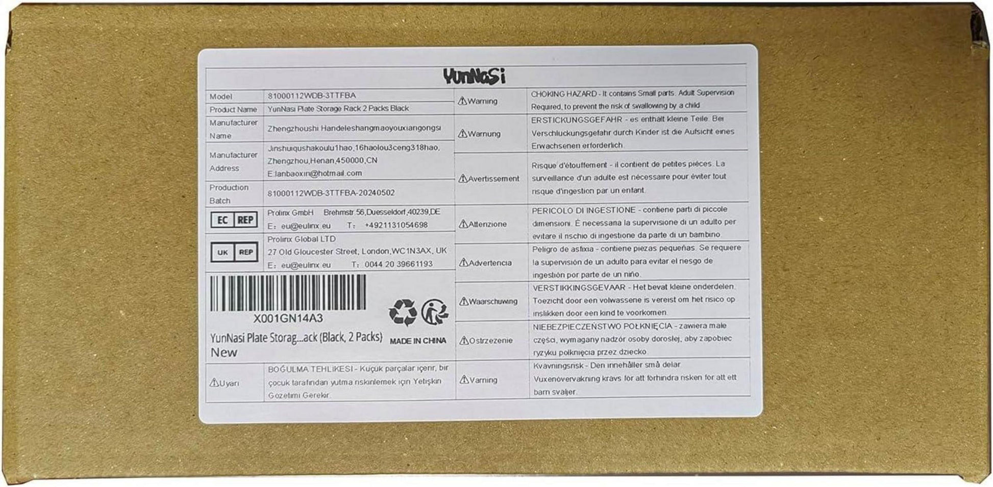 YunNasi Vertikaler Tellerhalter 6 Ablagen Geschirr Organizer Stahl Schwarz 2 Stück