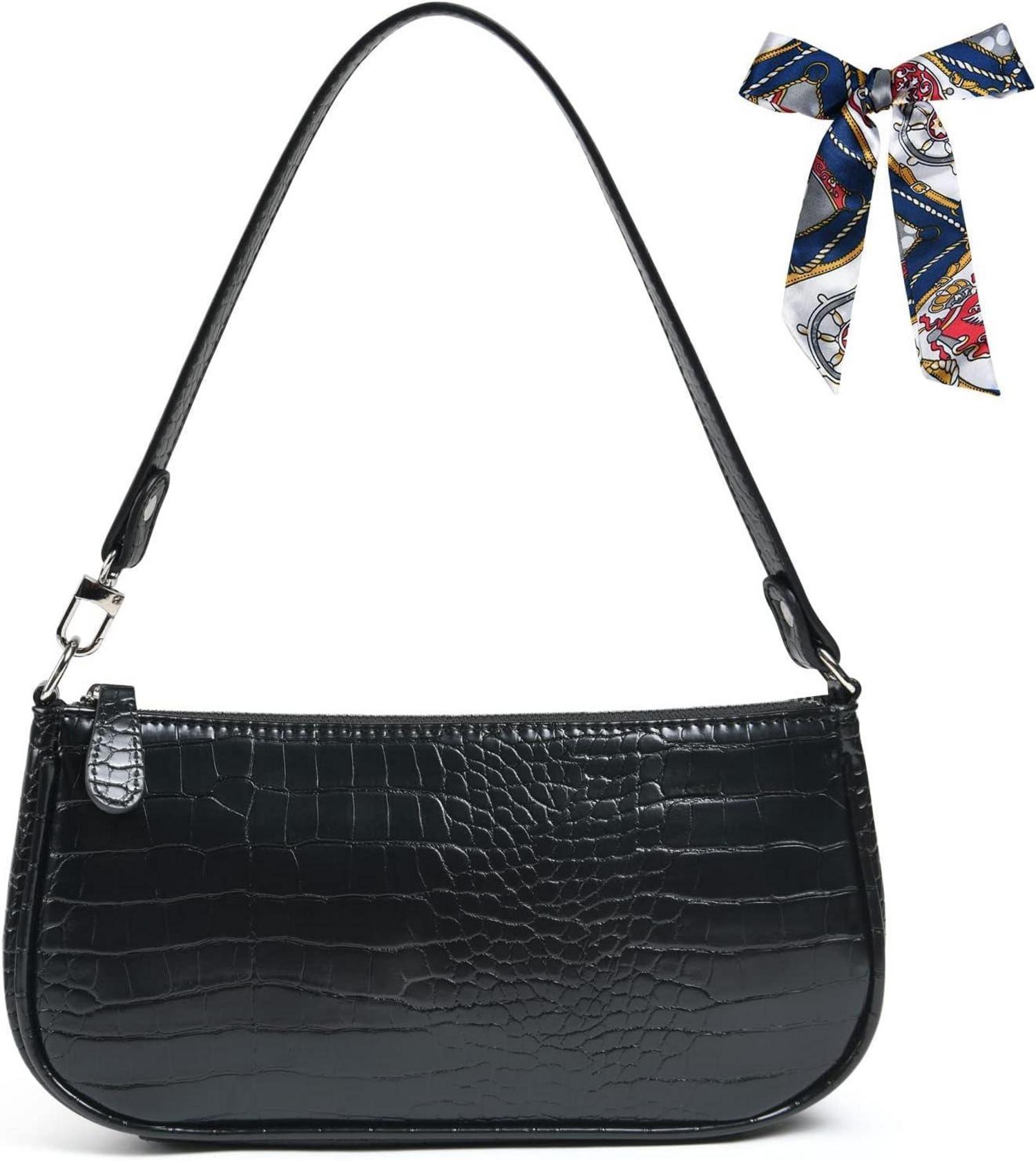 Vintage Umhängetasche mit Krokoprägung Retro Classic Crossbody
