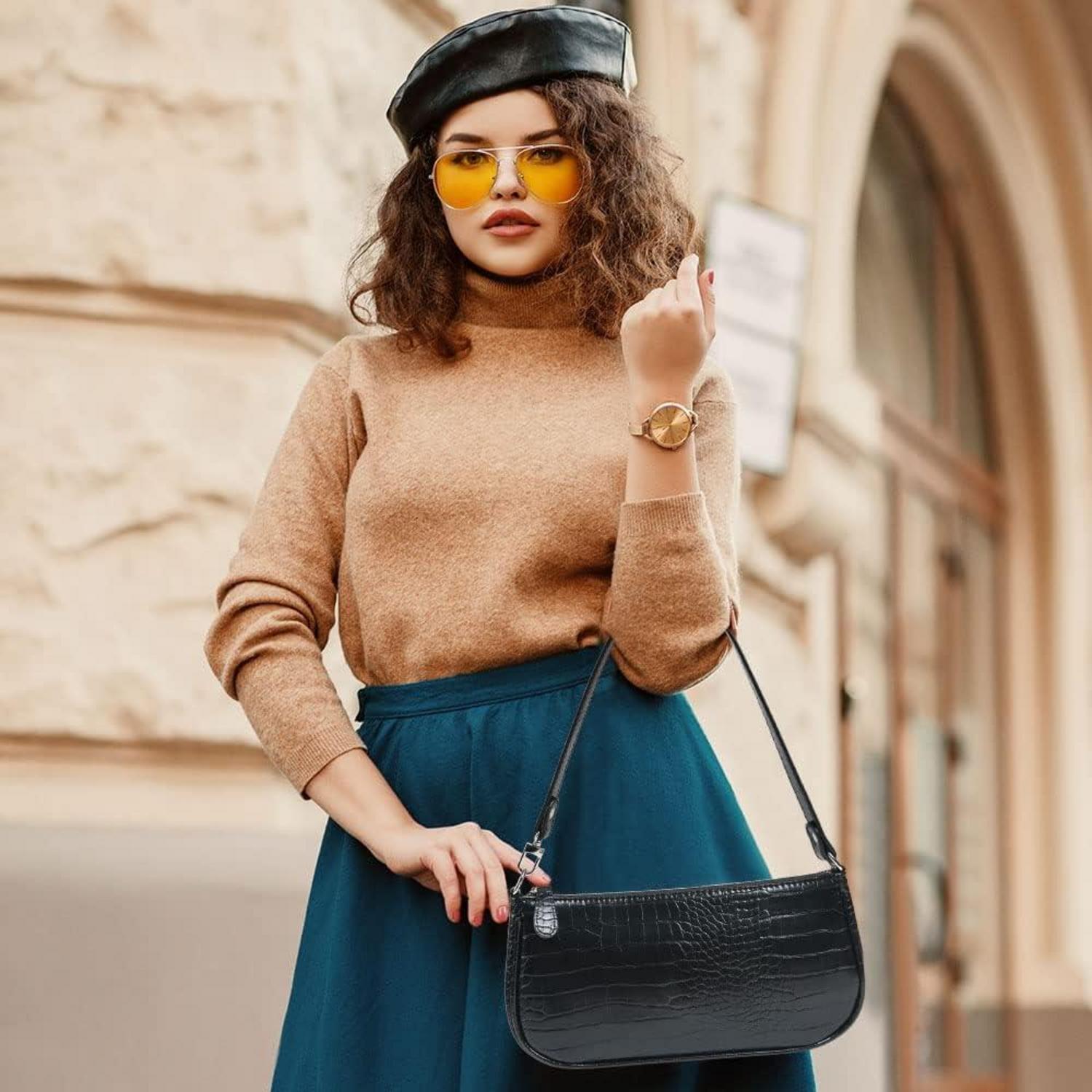 Aucuu Umhängetasche Krokoprägung Retro Vintage Mini Bag Damen