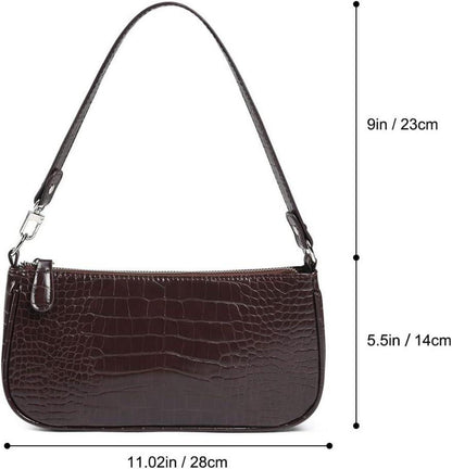 Aucuu Umhängetasche Krokoprägung Retro Classic Henkeltasche