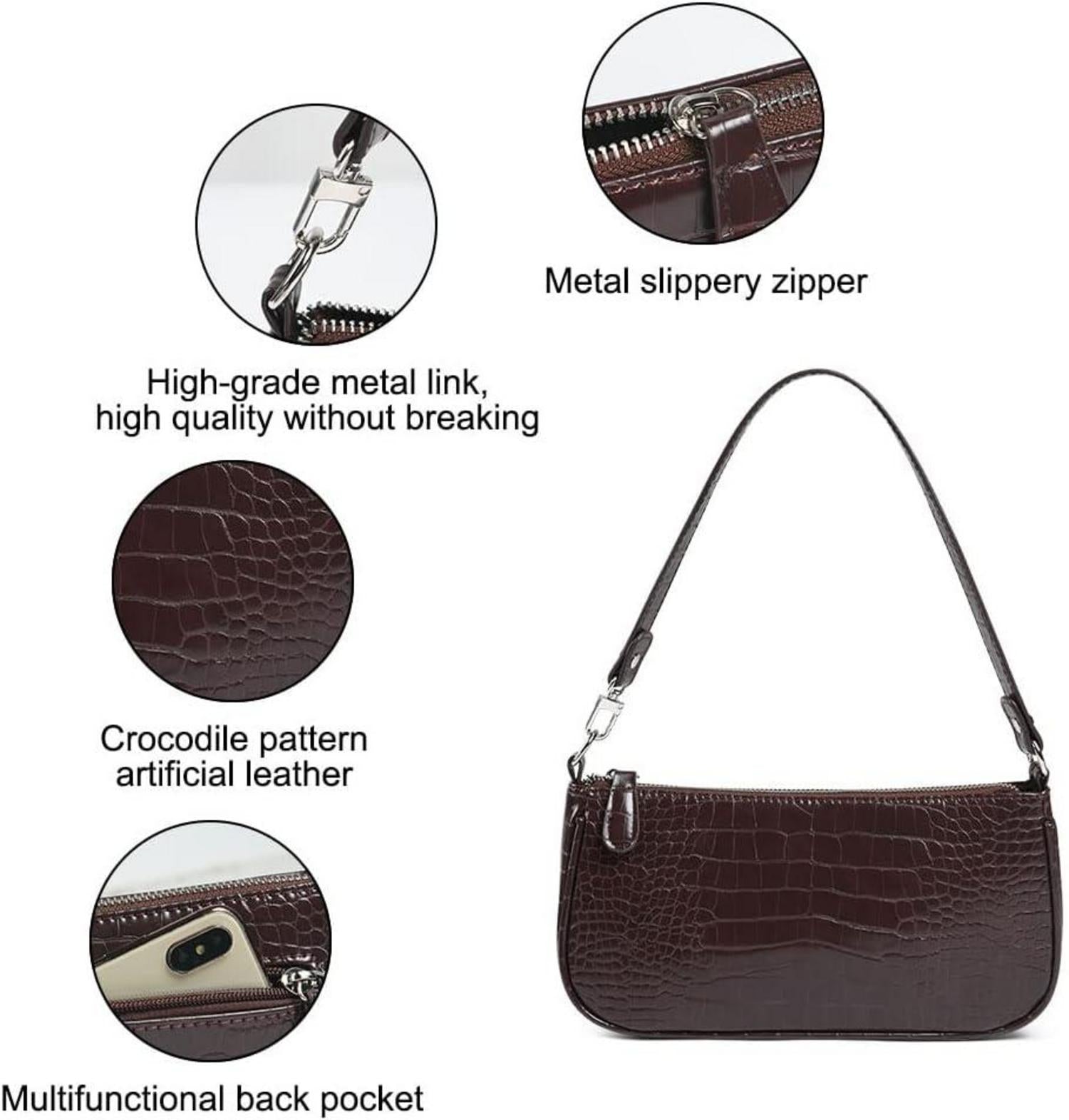 Umhängetasche Retro Krokoprägung Classic Schultertasche Crossbody Bag