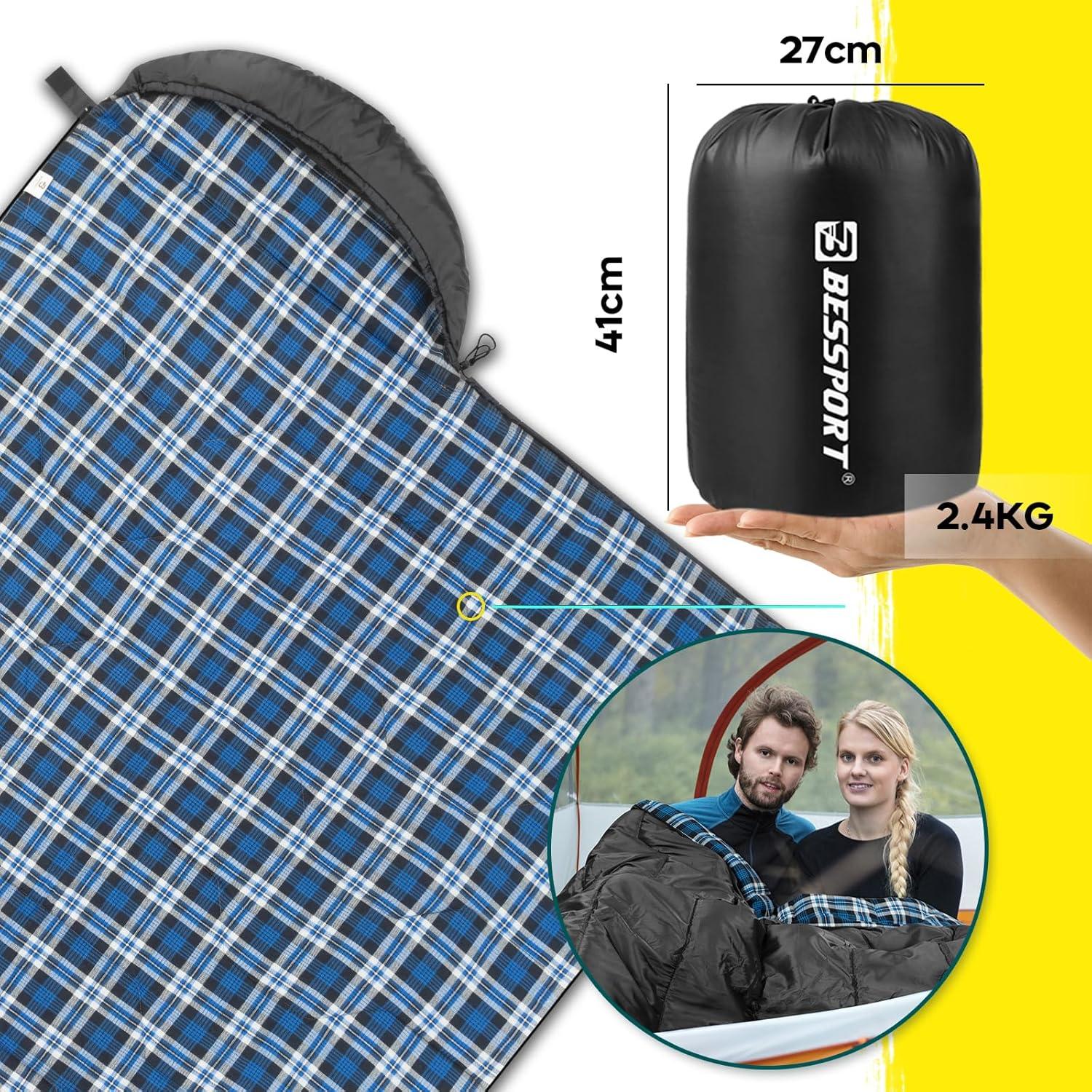 Bessport Schlafsack Camping 3-4 Jahreszeiten -8°C 20°C Wasserdicht Warm