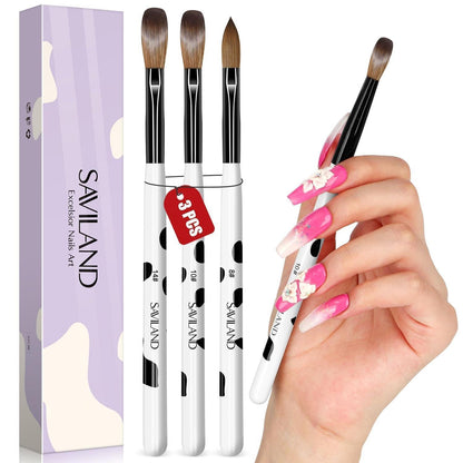 Saviland Acryl Nailart Pinsel Set Größe 8/10/14 Frauen