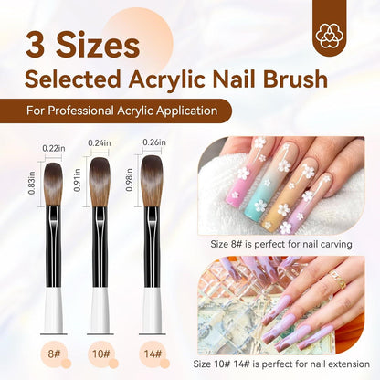 Acryl Pinsel für Nägel 3 Stück Gelnägel Nailart Geschenkset Frauen