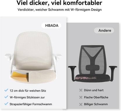 Bürostuhl Ergonomisch Hochklappbare Armlehnen Mesh Grau