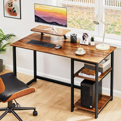 Kleiner Schreibtisch mit Stauraum 100cm Walnuss Bürotisch PC
