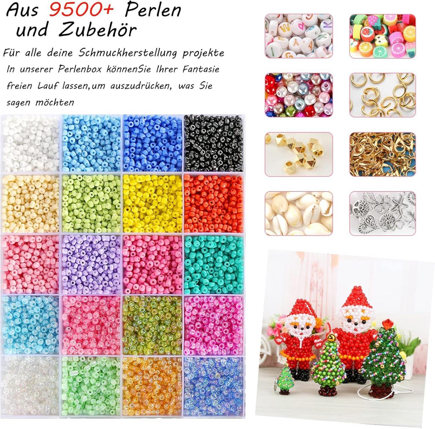 Perlen zum Auffädeln Set - 9500 Stücke 3mm Glasperlen, Diy