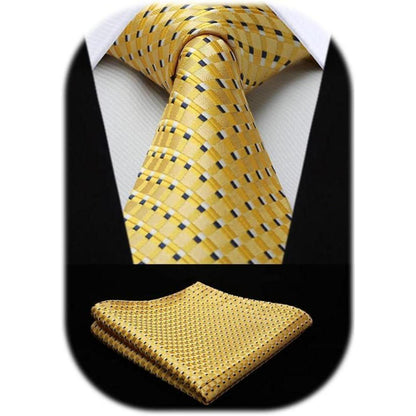 Krawatten & Einstecktuch Set Herren Gelb Gepunktet Formell Elegant