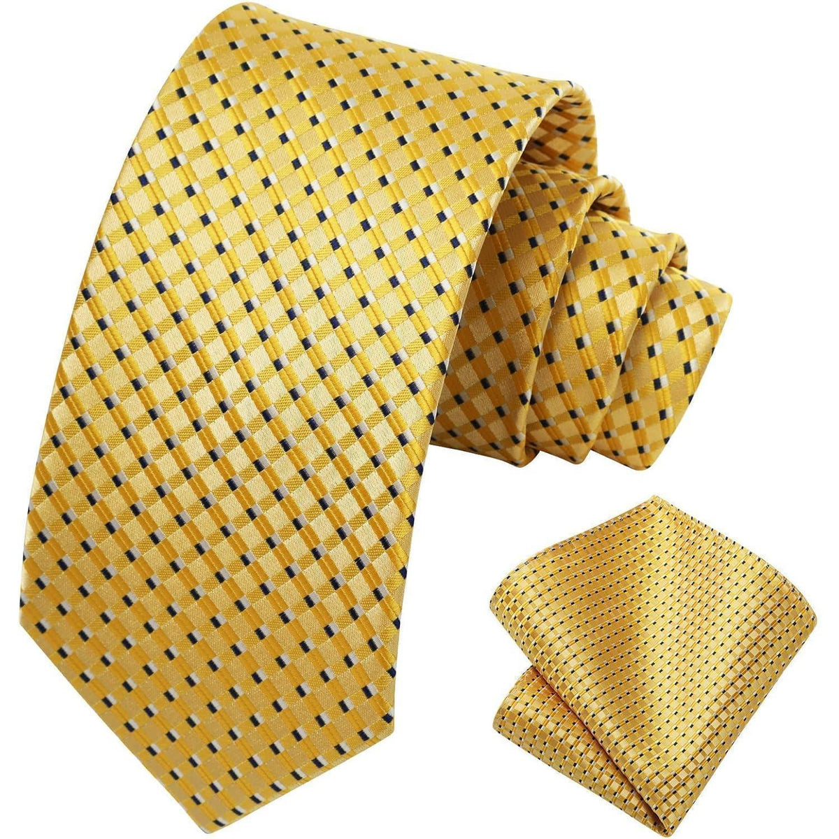 Krawatten & Einstecktuch Set Herren Gelb Gepunktet Formell Elegant