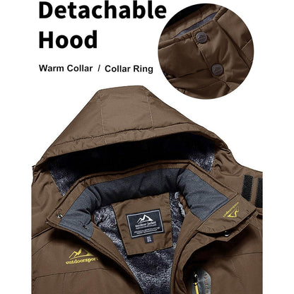 Herren Fleecejacke Winter Warm Gefüttert Skijacke Winddicht Wasserdicht