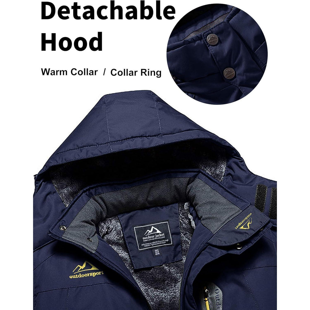 Herren Fleecejacke Winter Warm Gefüttert Winddicht Dunkelblau M