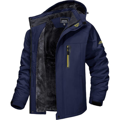 Herren Fleecejacke Winter Warm Gefüttert Skijacke Dunkelblau XL