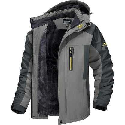 Herren Fleecejacke Winter Warm Gefüttert Winddicht Wasserdicht Jacke Grau L