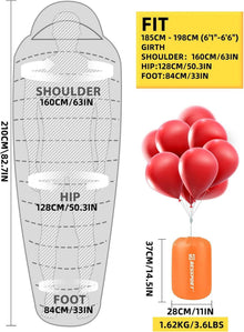 Schlafsack Mumienschlafsack -10 bis 15 ℃ 4 Jahreszeiten