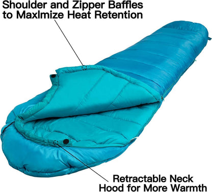 Schlafsack -10 ℃ - 15 ℃ 4 Jahreszeiten Mumienschlafsack Winter warm