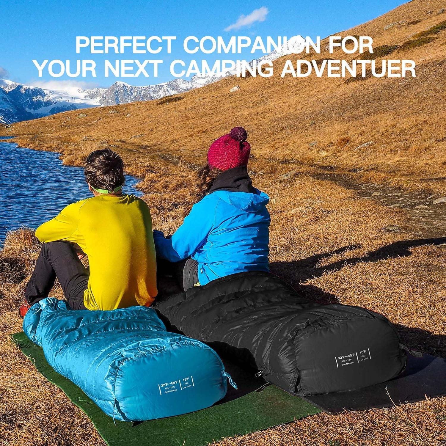Bessport Mumienschlafsack -10 ℃ - 15 ℃ Winter 4 Jahreszeiten Schlafsack Blau