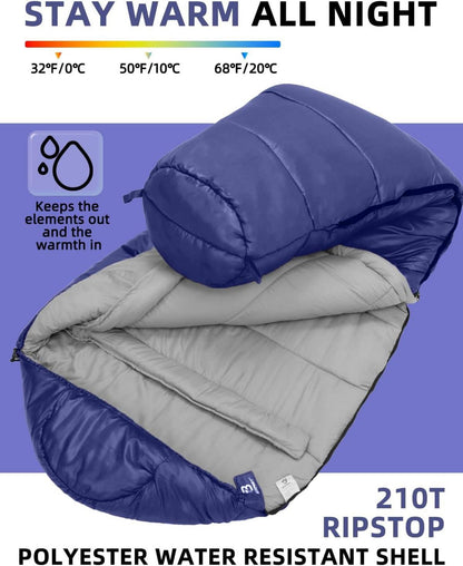 4-Jahreszeiten Winter Mumienschlafsack -10 bis 15 °C, Blau