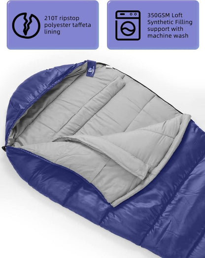 Mumienschlafsack -10 ℃ 15 ℃ 4 Jahreszeiten Winter Wasserabweisend Blau