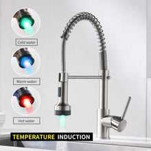 LED Küchenarmatur mit Spiralfeder 360° schwenkbar