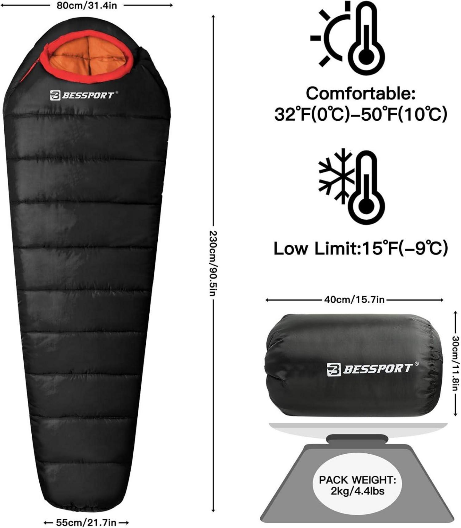 Bessport Schlafsack -10 ℃ 4 Jahreszeiten Winter