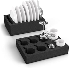 Wohnmobil Geschirr- und Tassenhalter Set Schwarz, 8 Teller + 8 Tassen