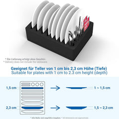 12x Polyurethan Teller- und Tassenhalter Set für Wohnmobil - Schwarz