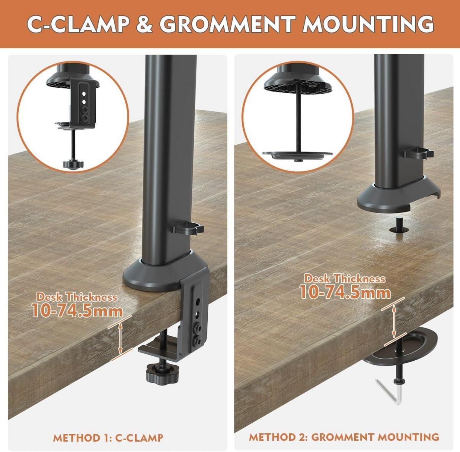 Monitorarm für 2 Monitore 13-34 Zoll VESA 75x75/100x100 Hellere & aufgeräumte
