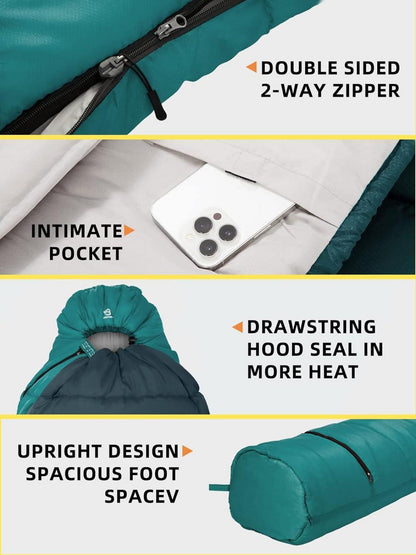 Bessport Winter Mumienschlafsack -10 ℃ - 15 ℃ Wasserabweisend grau Blau
