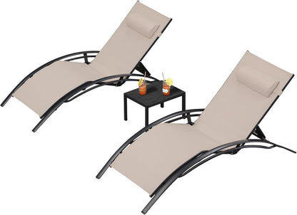 XXL Sonnenliege Set Aluminium Gartenliege mit Beistelltisch und