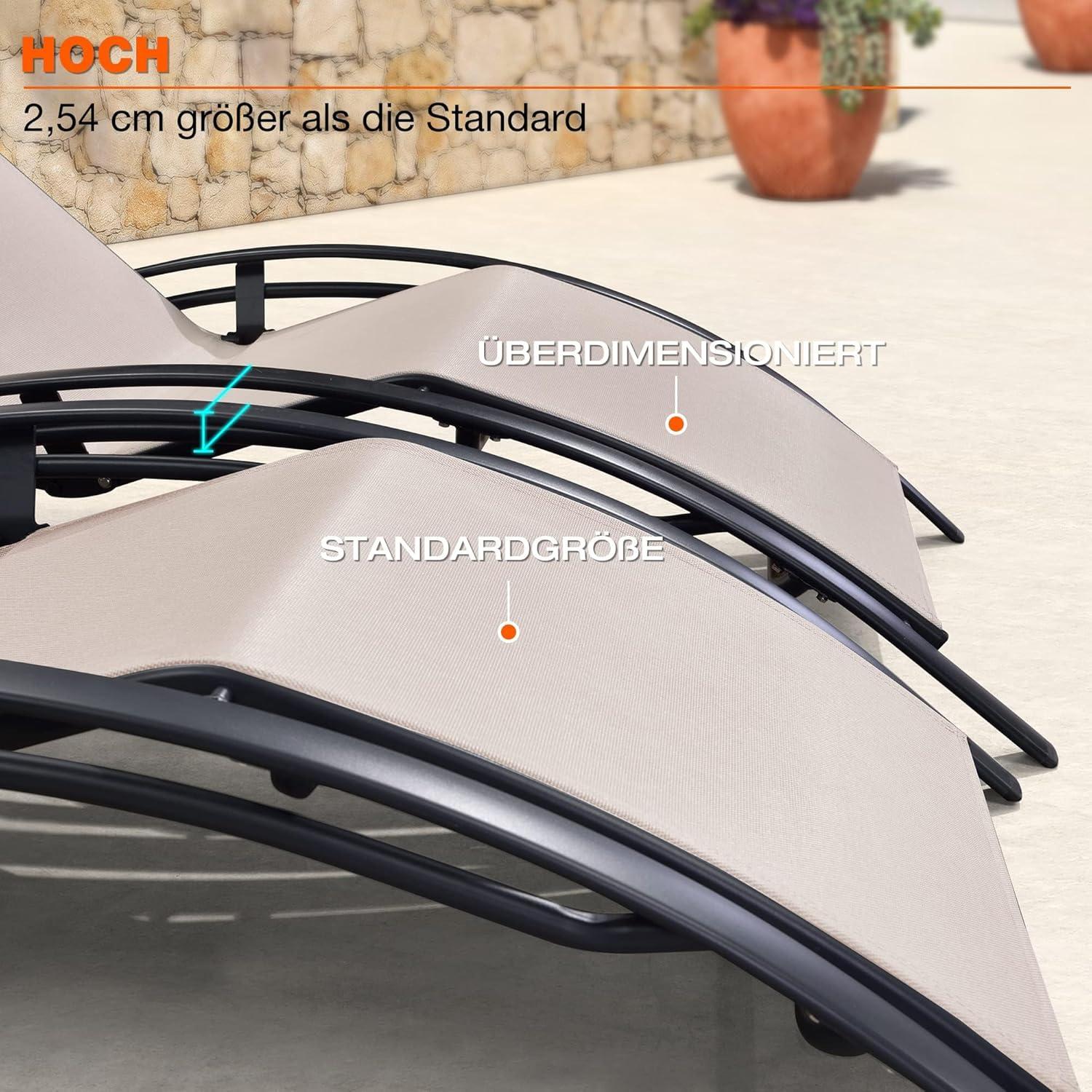 PURPLE LEAF XXL Aluminium Sonnenliege 2er-Set Beige Wetterfest